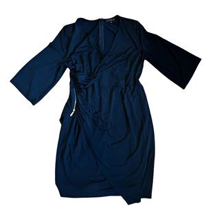 Flattering Black Eloquii Ruched, Zipped-Detail Jersey Cocktail Dress 16 EUC